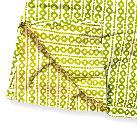 Gretchen Scott Tunic Split Neck Blouse Green White Geo Print Preppy Medium - Picture 5 of 9